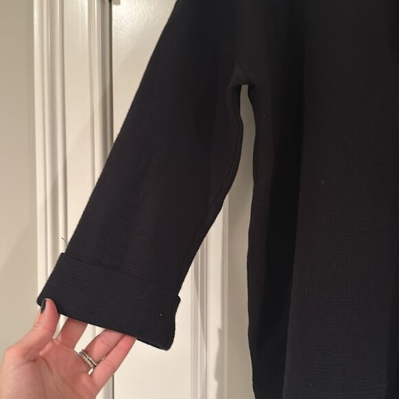 J Jill black roll sleeve button top - Picture 2 of 5